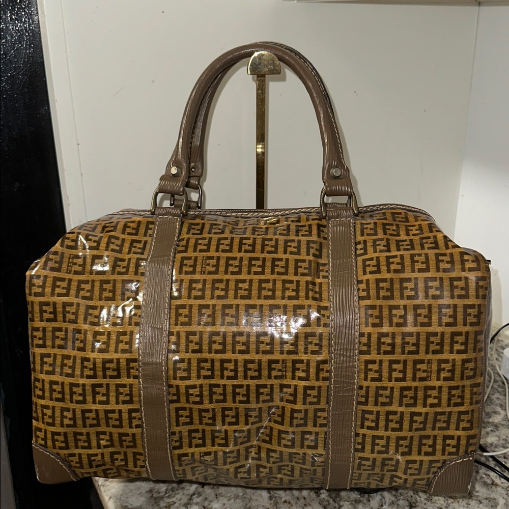 Fendi Tan and Brown Monogram Handbag PRE-OWNED. PROJECT BAG. - Picture 3 of 17
